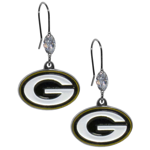 Green Bay Packers Crystal Earrings - Dangle Style