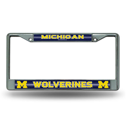 Michigan Wolverines License Frame - Chrome Glitter