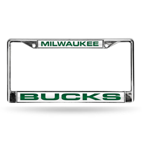 Milwaukee Bucks Chrome Laser License Frame