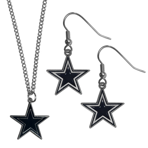 Dallas Cowboys Dangle Earrings and Chain Necklace Set