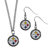 Pittsburgh Steelers Dangle Earrings and Chain Necklace Set