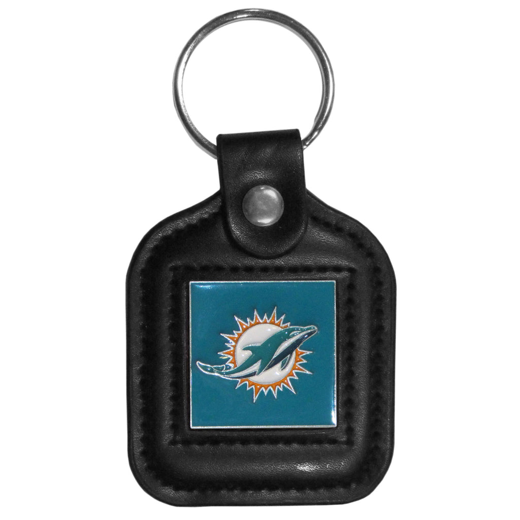 Miami Dolphins   Square Leatherette Key Chain 