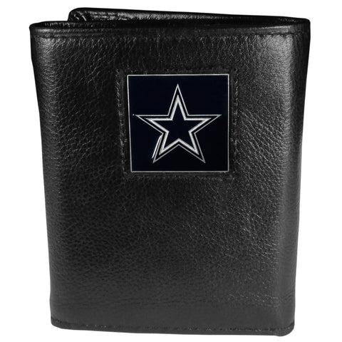 Dallas Cowboys Deluxe Leather Trifold Wallet Packaged in Gift Box