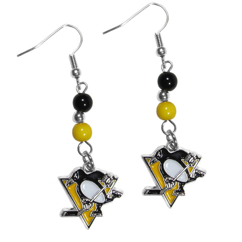 Pittsburgh Penguins® Fan Bead Earrings - Dangle Style