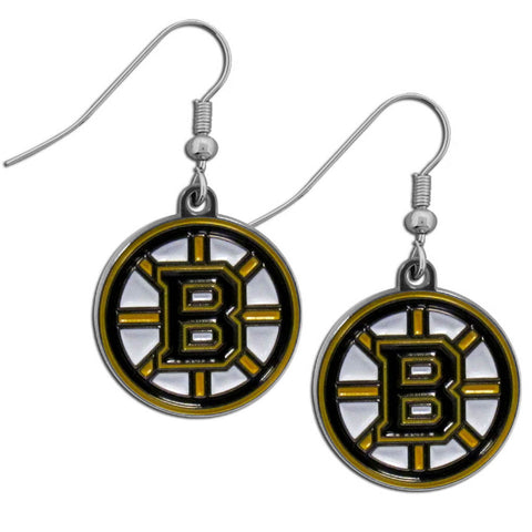 Boston Bruins   Chrome Dangle Earrings 