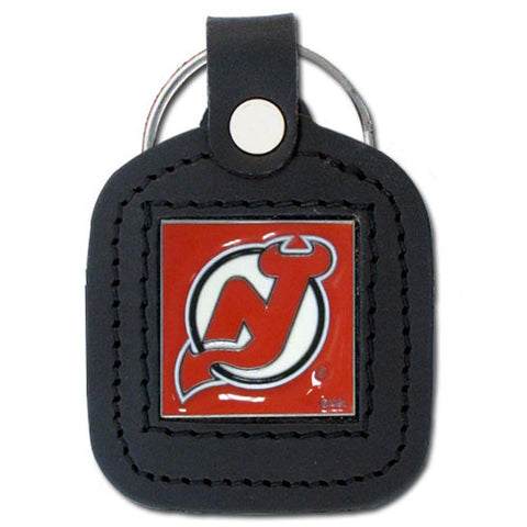 New Jersey Devils   Square Leatherette Key Chain 