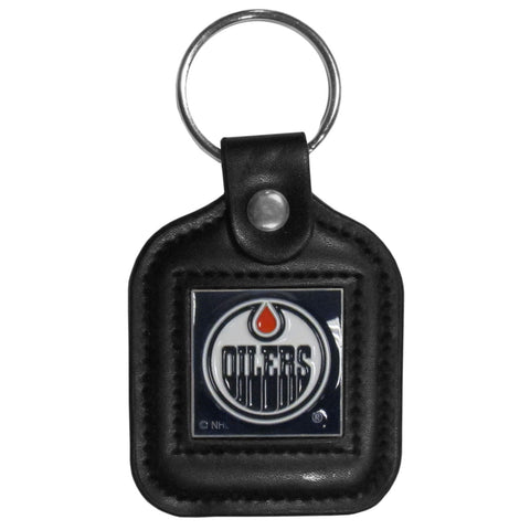 Edmonton Oilers   Square Leatherette Key Chain 
