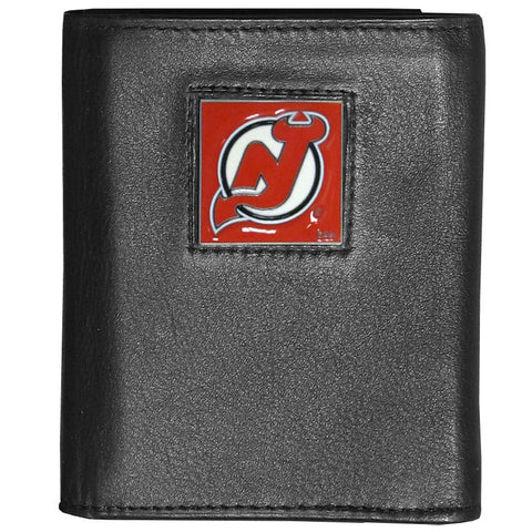 New Jersey Devils® Deluxe Leather Trifold Wallet Packaged in Gift Box