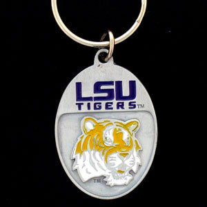 LSU Tigers Carved Metal Key Chain