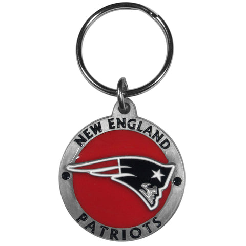 New England Patriots   Carved Metal Key Chain 