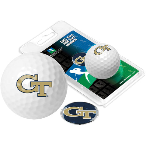 Georgia Tech Yellow Jackets Golf Ball One Pack with Marker