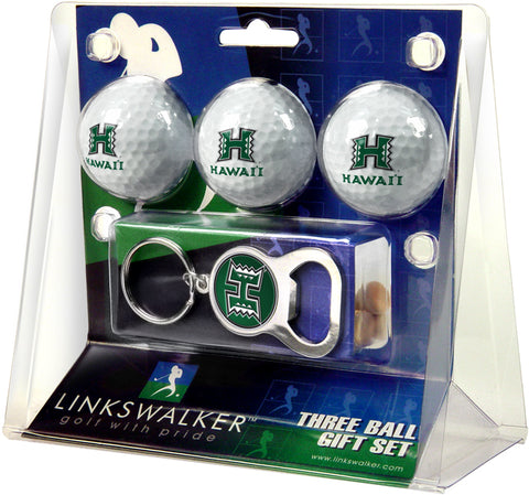 Hawaii Warriors 3 Ball Gift Pack with Key Chain Bottle -  Opener