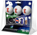 Illinois Fighting Illini 3 Ball Gift Pack with Key Chain Bottle -  Opener