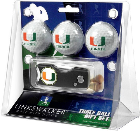 Miami Hurricanes Spring Action Divot Tool 3 Ball Gift Pack
