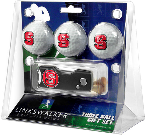 NC State Wolfpack Spring Action Divot Tool 3 Ball Gift Pack