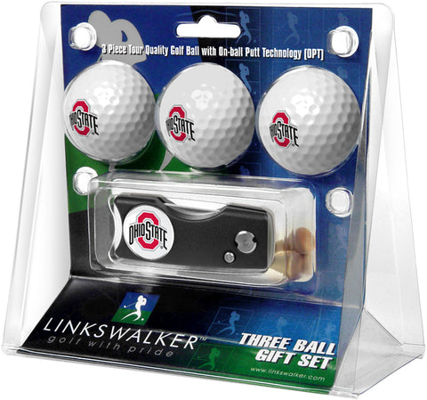 Ohio State Buckeyes Spring Action Divot Tool 3 Ball Gift Pack