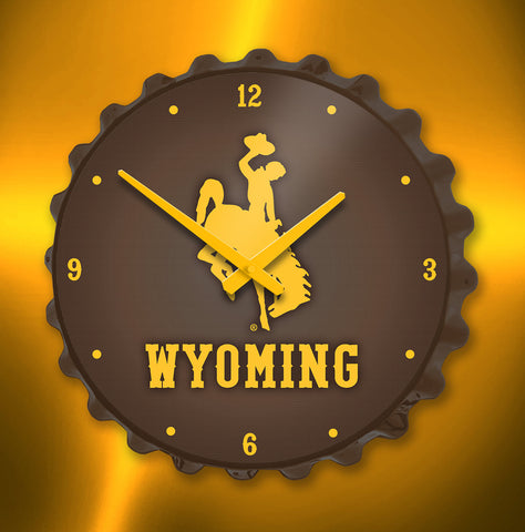 Wyoming Cowboys Bottle Cap Clock