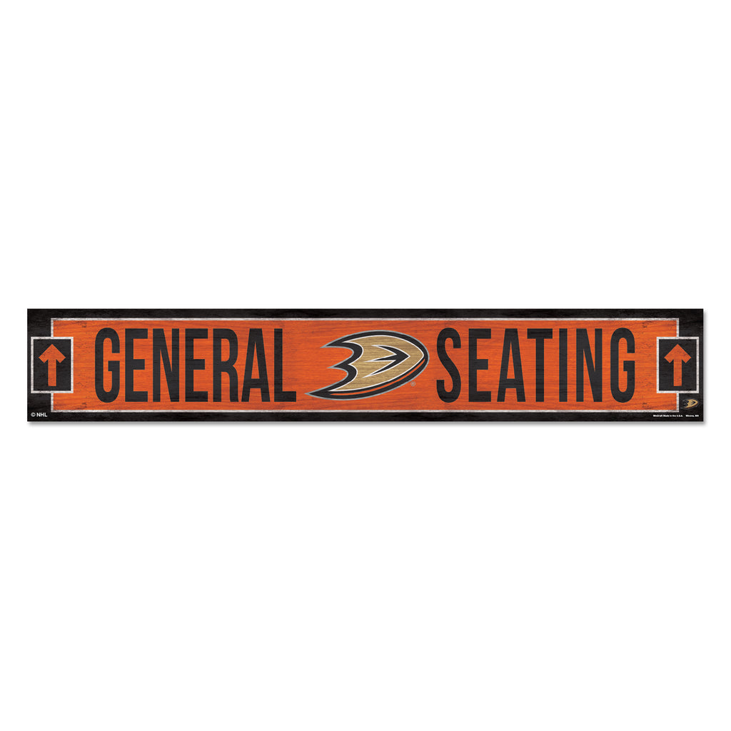 Anaheim Mighty Ducks Sign 6x36 Wood General Seating