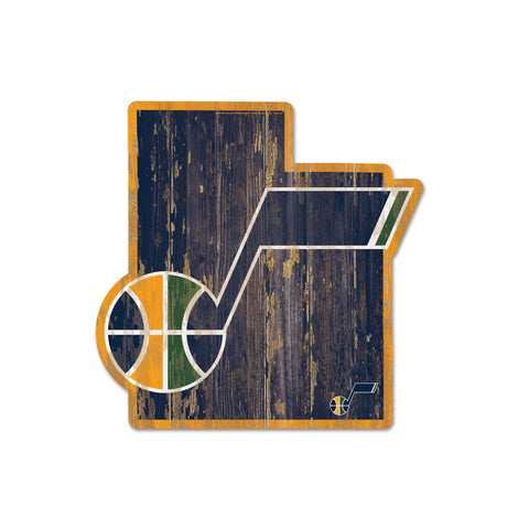 Utah Jazz Sign Wood State Shape