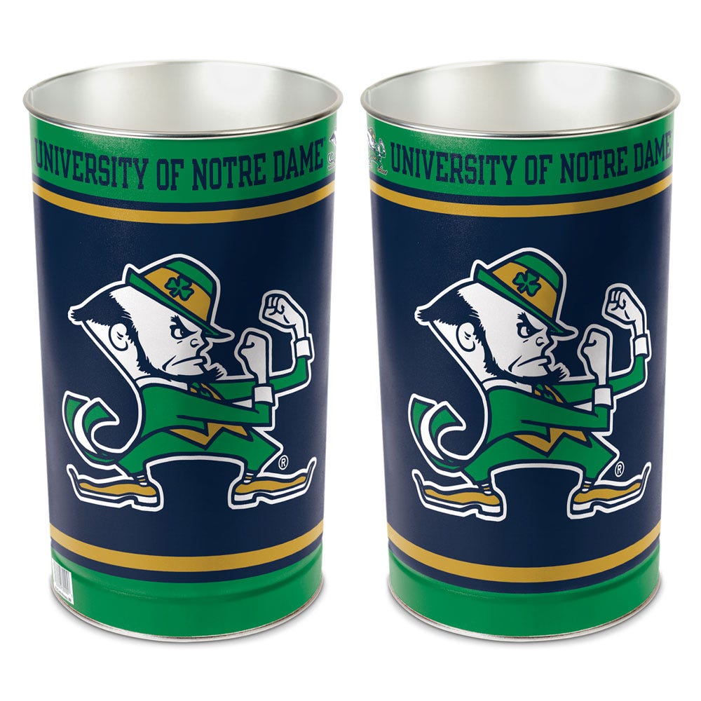 Notre Dame Fighting Irish Wastebasket 15 Inch Leprechaun Design Periodic Restock