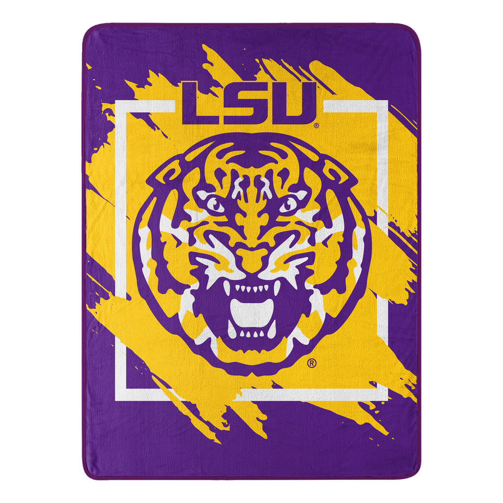 LSU Tigers Blanket 46x60 Micro Raschel Dimensional Design Rolled