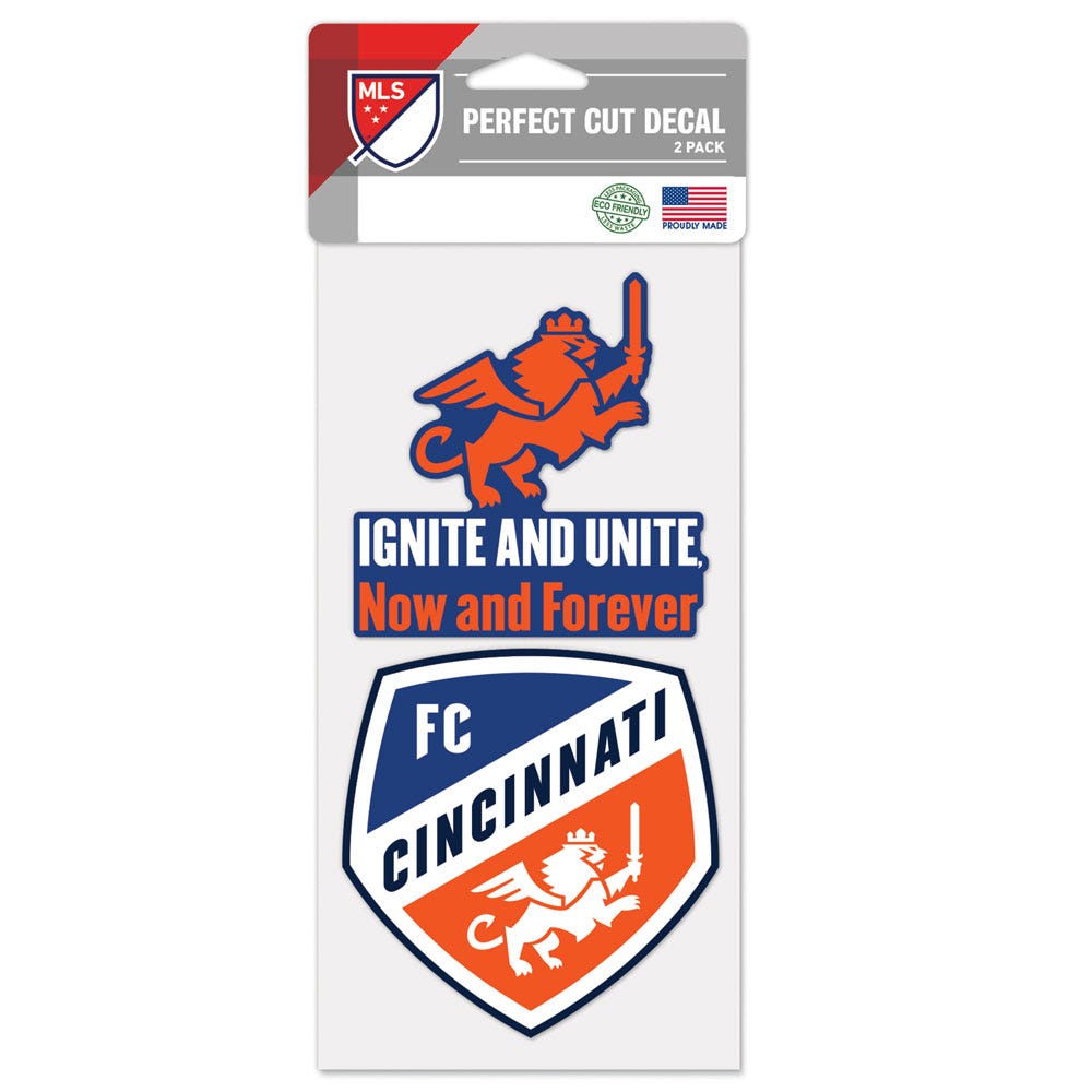 FC Cincinnati Decal 4x4 Perfect Cut Set of 2 Slogan Design Special Order