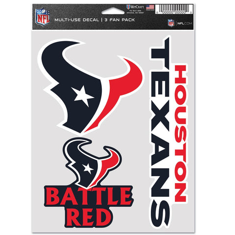 Houston Texans Decal Multi Use Fan 3 Pack