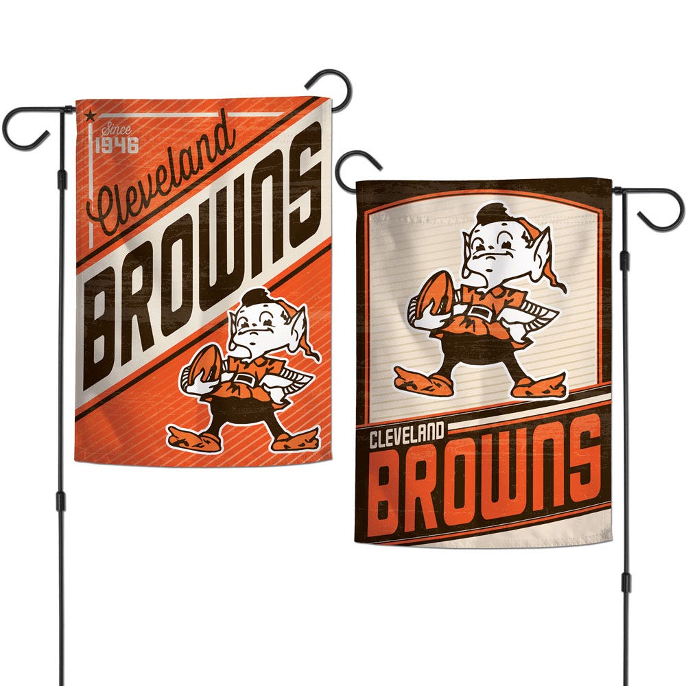 Cleveland Browns Flag 12x18 Garden Style 2 Sided Retro Design