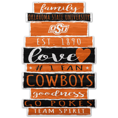 Oklahoma State Cowboys Sign 11x17 Wood Family Word