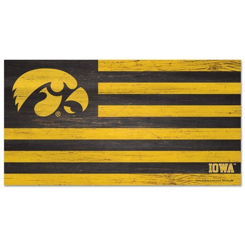 Iowa Hawkeyes Sign Wood 9x17 Flag