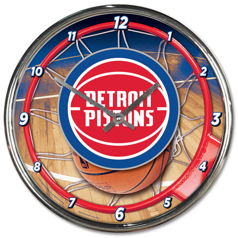 Detroit Pistons Clock Round Wall Style Chrome Periodic Restock