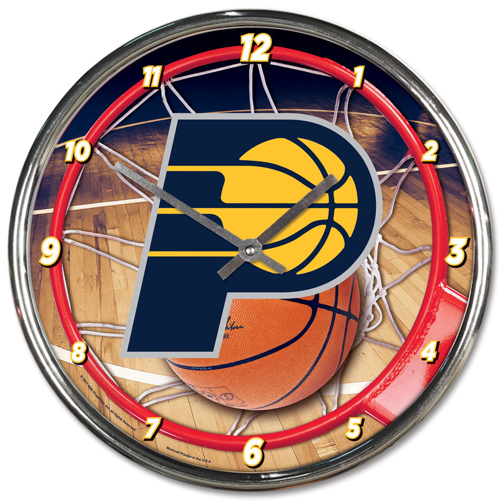 Indiana Pacers Clock Round Wall Style Chrome Periodic Restock