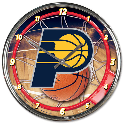 Indiana Pacers Clock Round Wall Style Chrome Periodic Restock