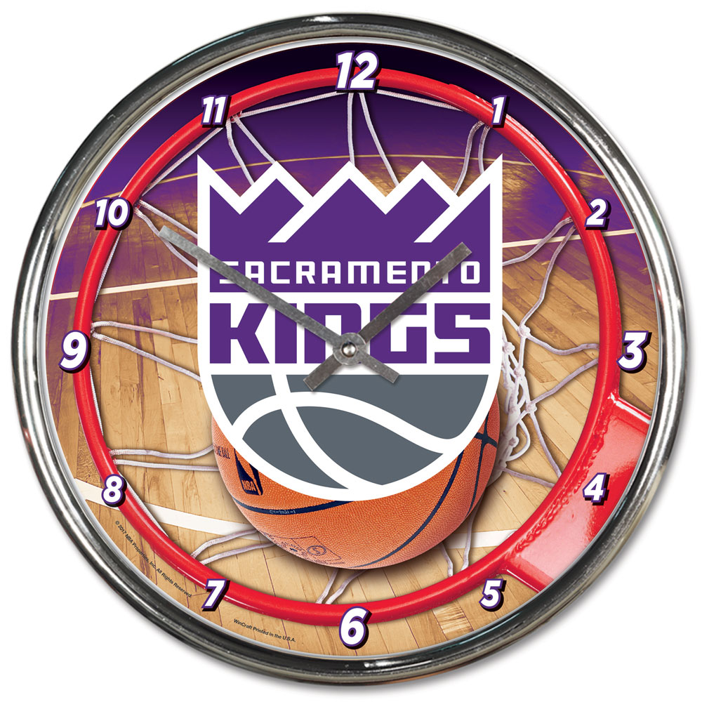 Sacramento Kings Clock Round Wall Style Chrome Periodic Restock