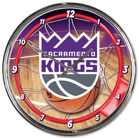 Sacramento Kings Clock Round Wall Style Chrome Periodic Restock