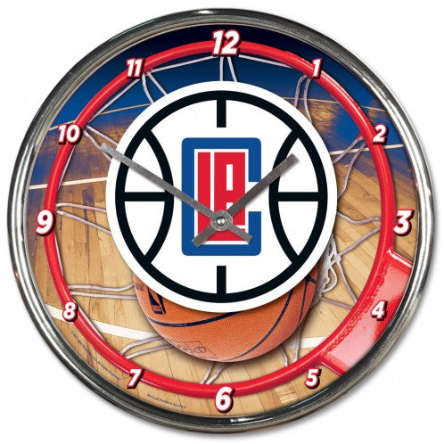 Los Angeles Clippers Clock Round Wall Style Chrome Periodic Restock