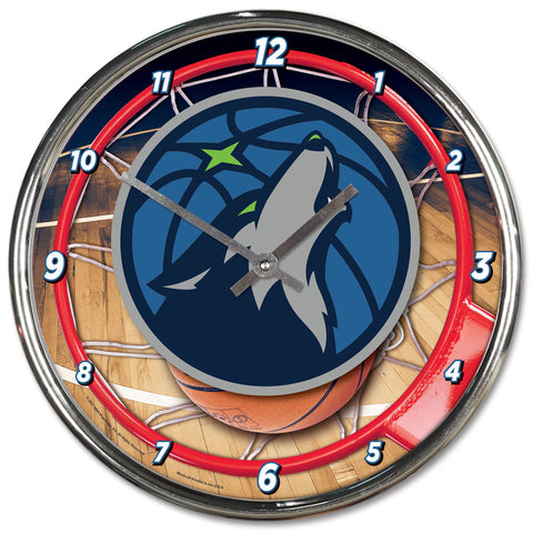 Minnesota Timberwolves Clock Round Wall Style Chrome Periodic Restock