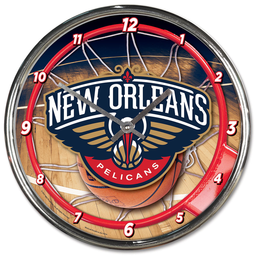 New Orleans Pelicans Round Chrome Wall Clock Periodic Restock