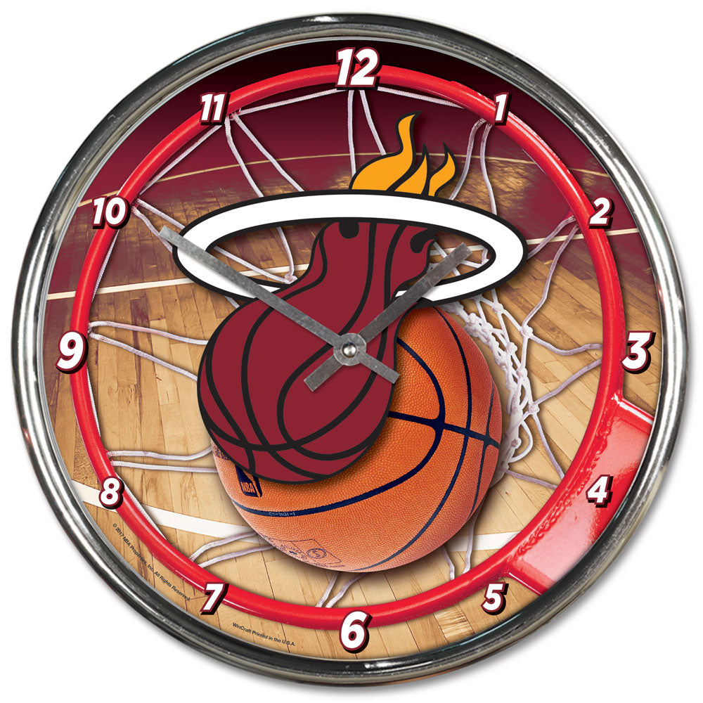 Miami Heat Round Chrome Wall Clock Periodic Restock
