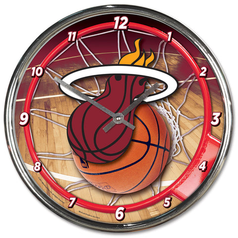 Miami Heat Round Chrome Wall Clock Periodic Restock