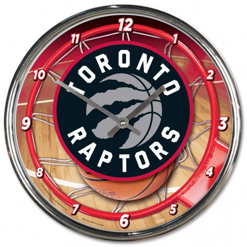 Toronto Raptors Clock Round Wall Style Chrome Periodic Restock
