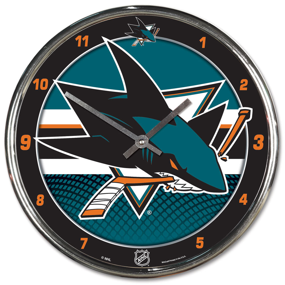 San Jose Sharks Round Chrome Wall Clock Periodic Restock