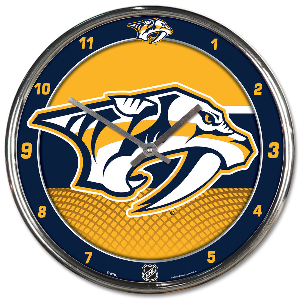 Nashville Predators Clock Round Wall Style Chrome Periodic Restock