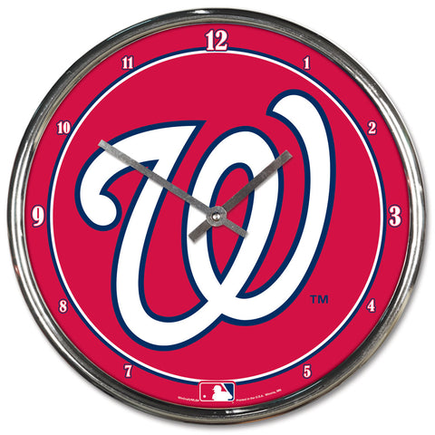 Washington Nationals Clock Round Wall Style Chrome Periodic Restock