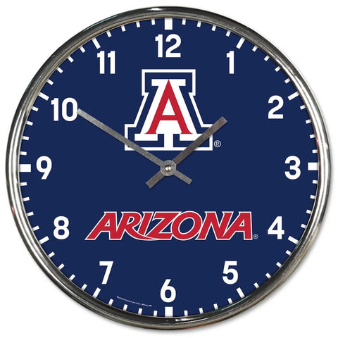 Arizona Wildcats Clock Round Wall Style Chrome Periodic Restock