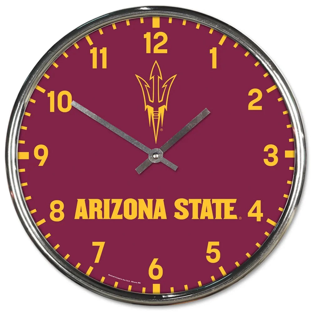 Arizona State Sun Devils Clock Round Wall Style Chrome Periodic Restock