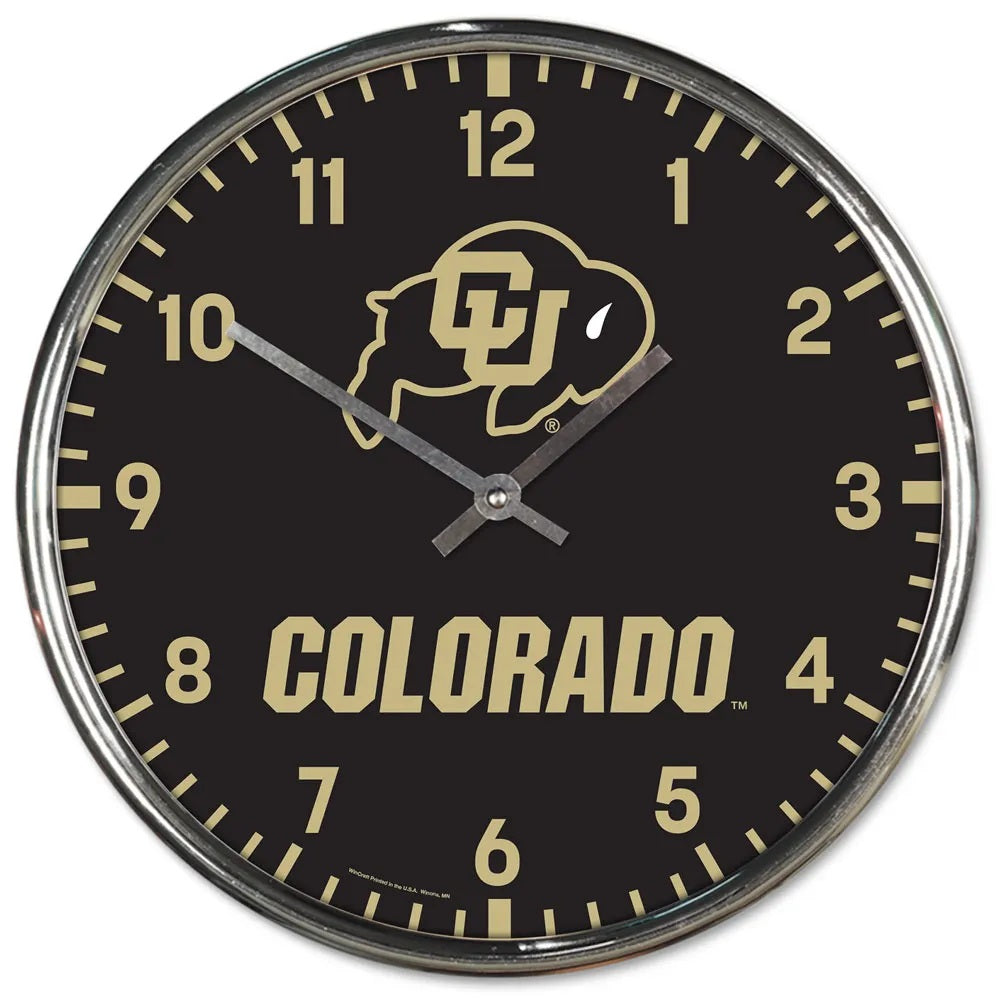 Colorado Buffaloes Clock Round Wall Style Chrome Periodic Restock