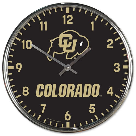 Colorado Buffaloes Clock Round Wall Style Chrome