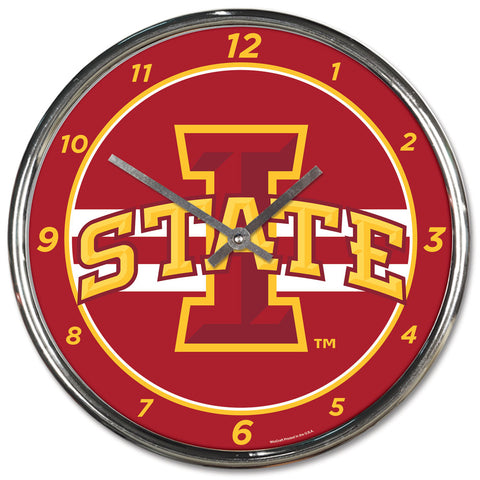 Iowa State Cyclones Round Chrome Wall Clock Periodic Restock