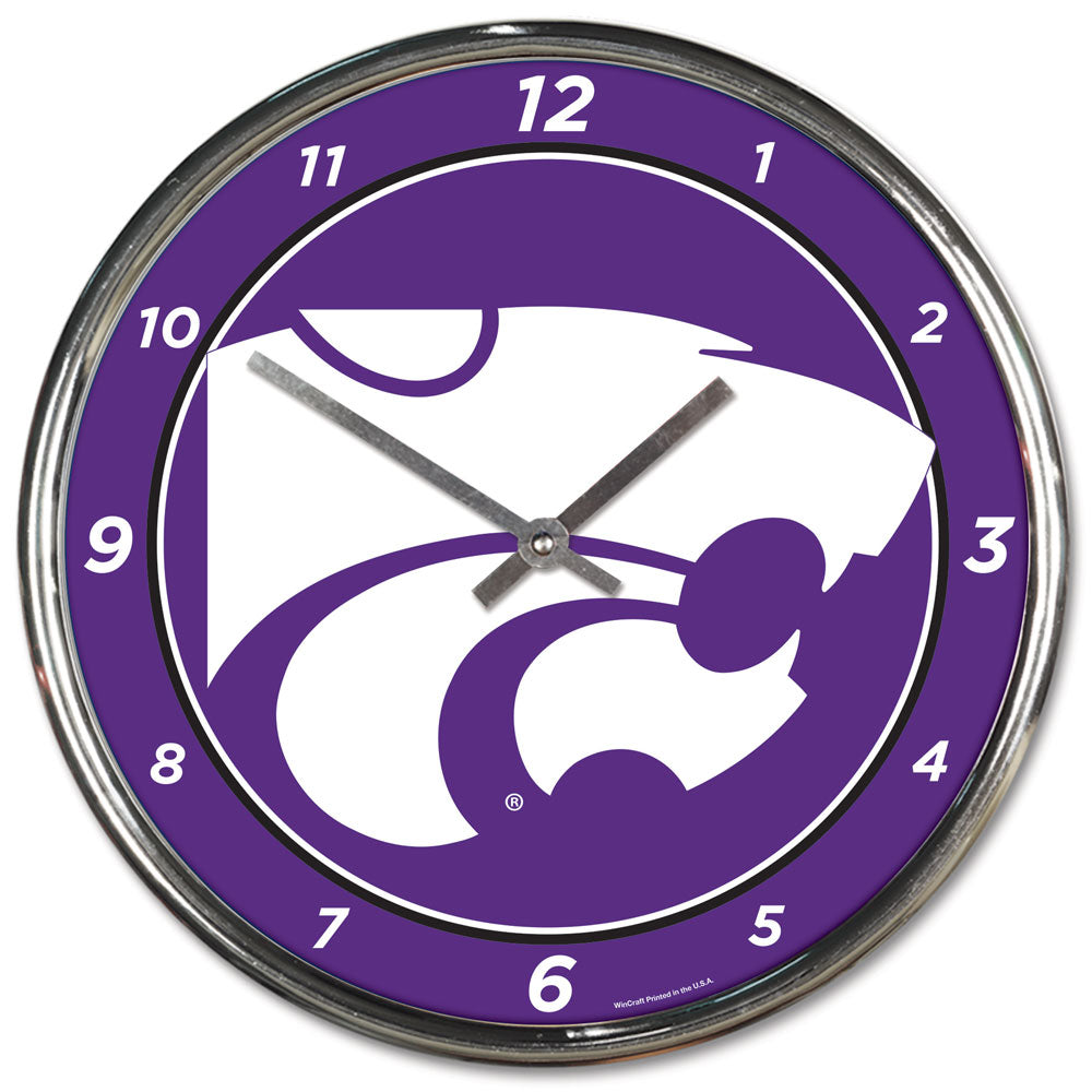 Kansas State Wildcats Round Chrome Wall Clock Periodic Restock